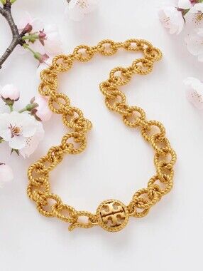 Tory Burch Rope Textured Chain Collar Necklace - Gold